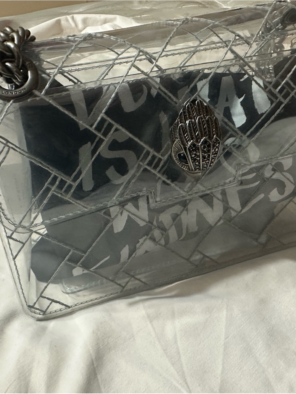 Kurt Geiger Transparent Quilted Crossbody with Silver Hardware